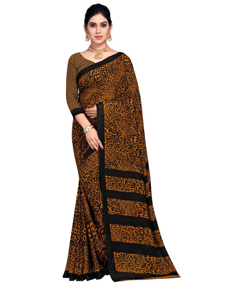     			Kashvi Sarees Black Georgette Saree