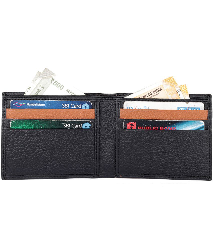    			Tough Black Leather ATM + Money Slot 6 Slot Card Holder For Men & Women