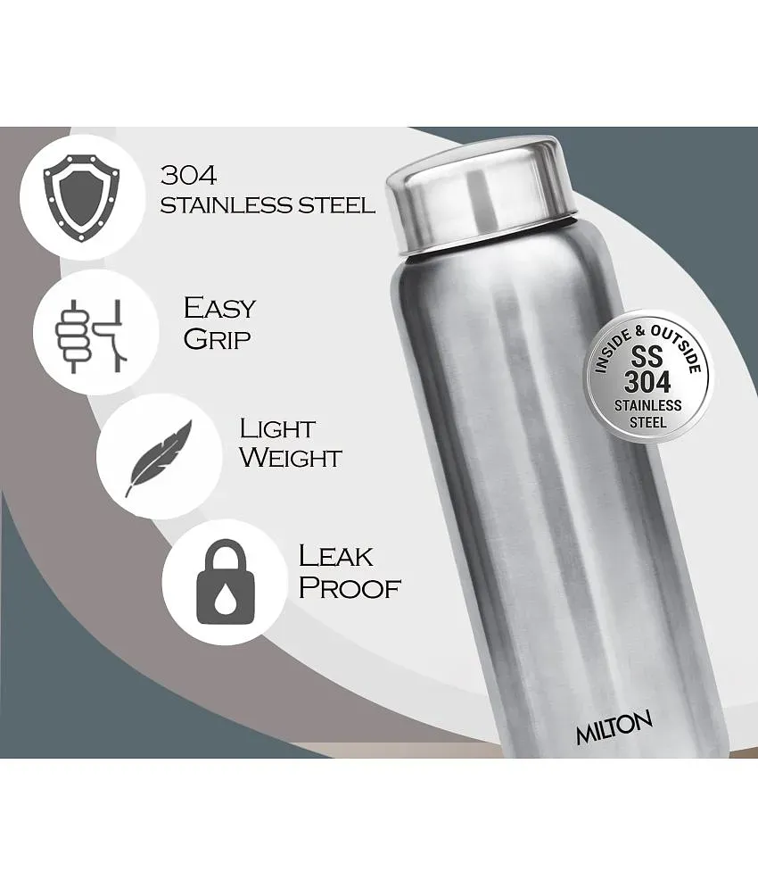 Milton Light Weight Aqua StainlessSteel Silver 750ML 1Pc Water Bottle,Leak  Proof