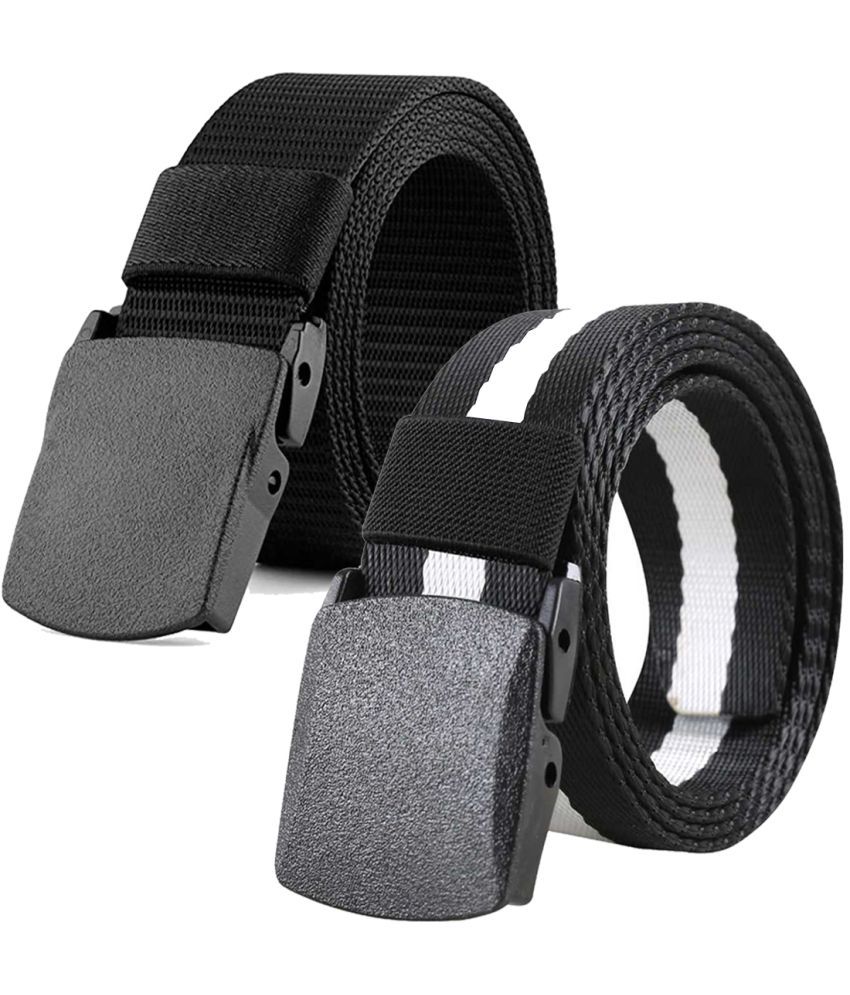     			Loopa Black Nylon Casual Belt Pack of 2