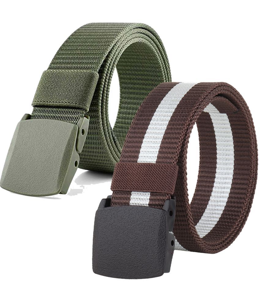     			Loopa Multi Nylon Casual Belt Pack of 2