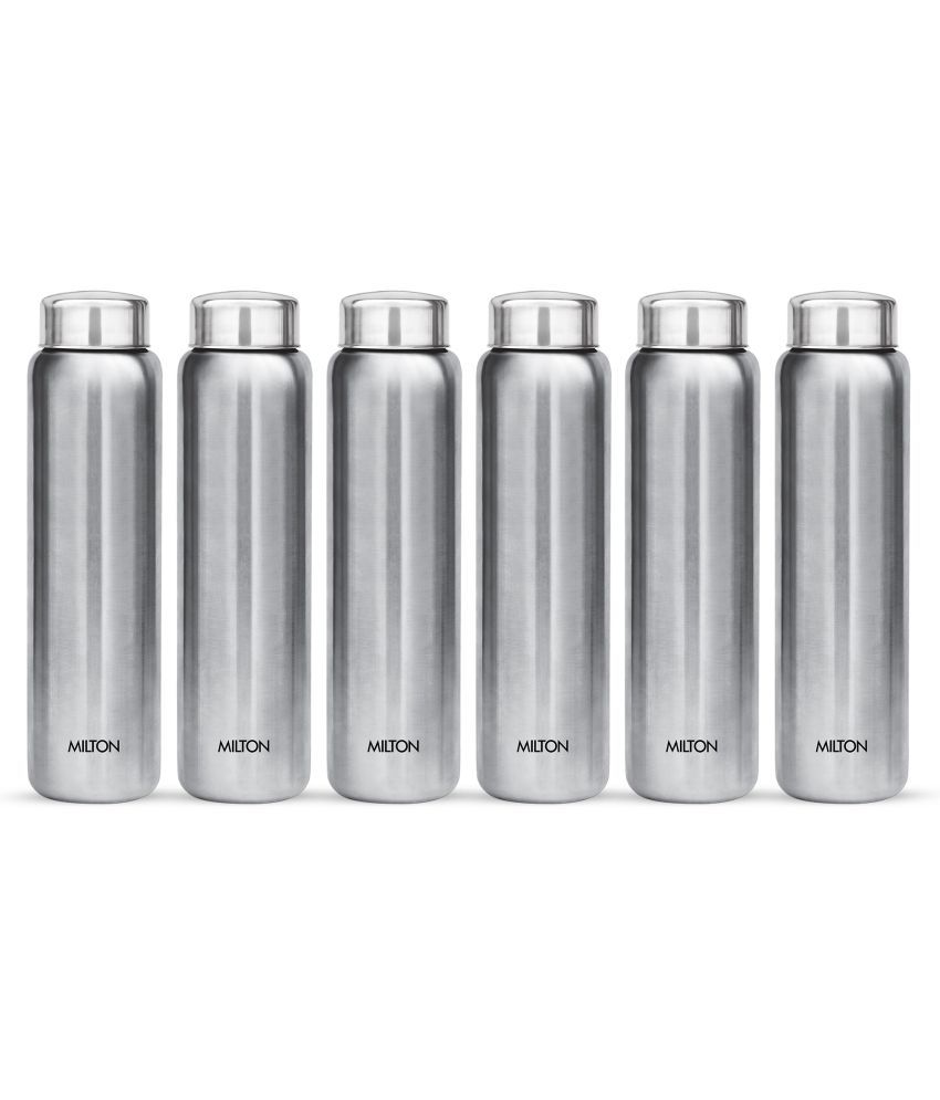     			Milton Aqua 1000 Stainless Steel Water Bottle, Set of 6, 950 ml Each, Silver | 100% Leak Proof | Office Bottle | Gym Bottle | Home | Kitchen | Hiking | Treking Bottle | Travel Bottle