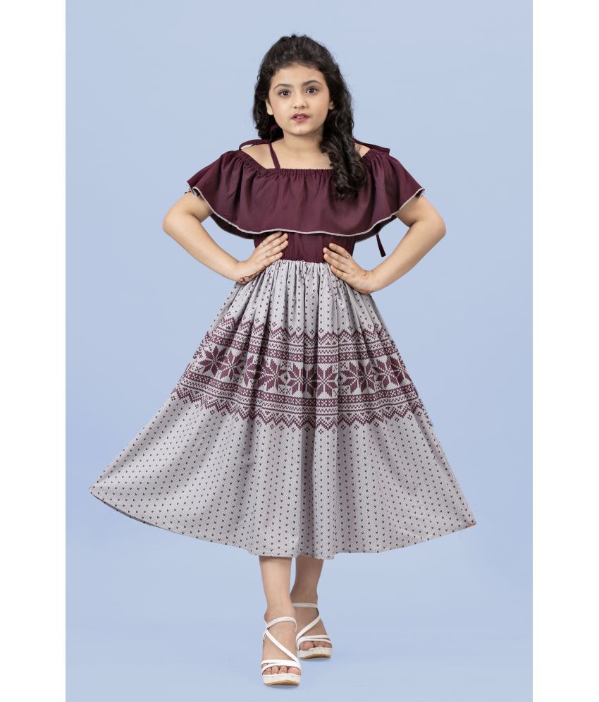     			Mirrow Trade Girls Crepe Fit And Flare Calf Length Dress