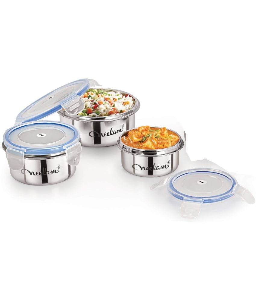 Neelam Silver Stainless Steel Lunch Box