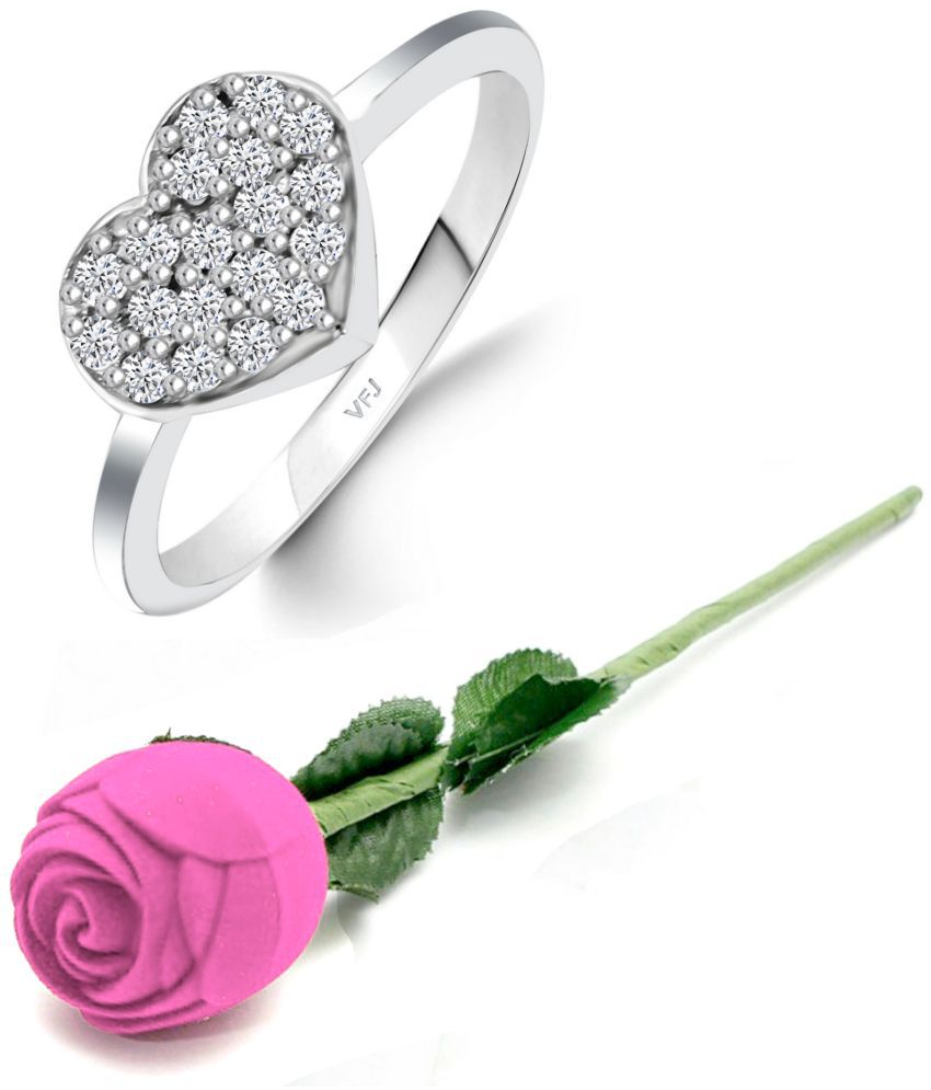     			Vighnaharta Valentine Day Ring With Beautiful Pink ROSE Box Gift for Girlfriend.Valentine Rose pink Rose Box cz american Diamond for girlfriend Rose plastic rose for women and girls
