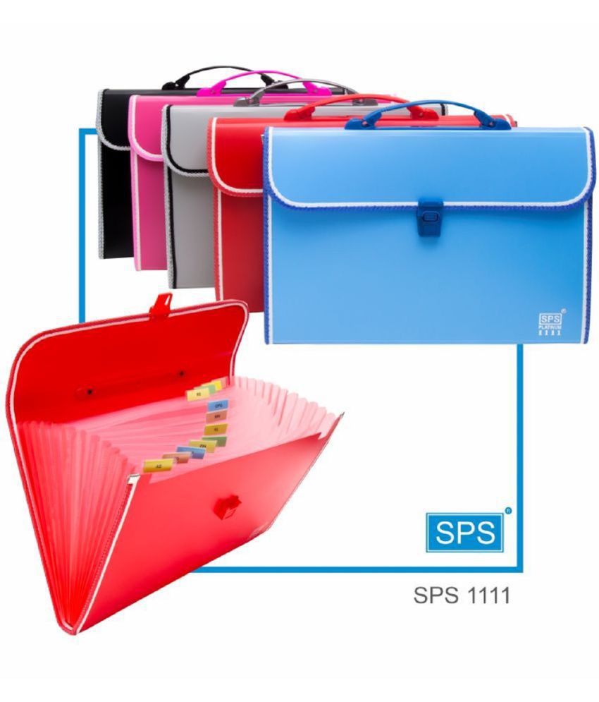     			AKSHAR ENTERPRICE plastic Presents Plastic File Folder F/C Expanding Bag with Handle 1111 (black and pink pck off 2 )