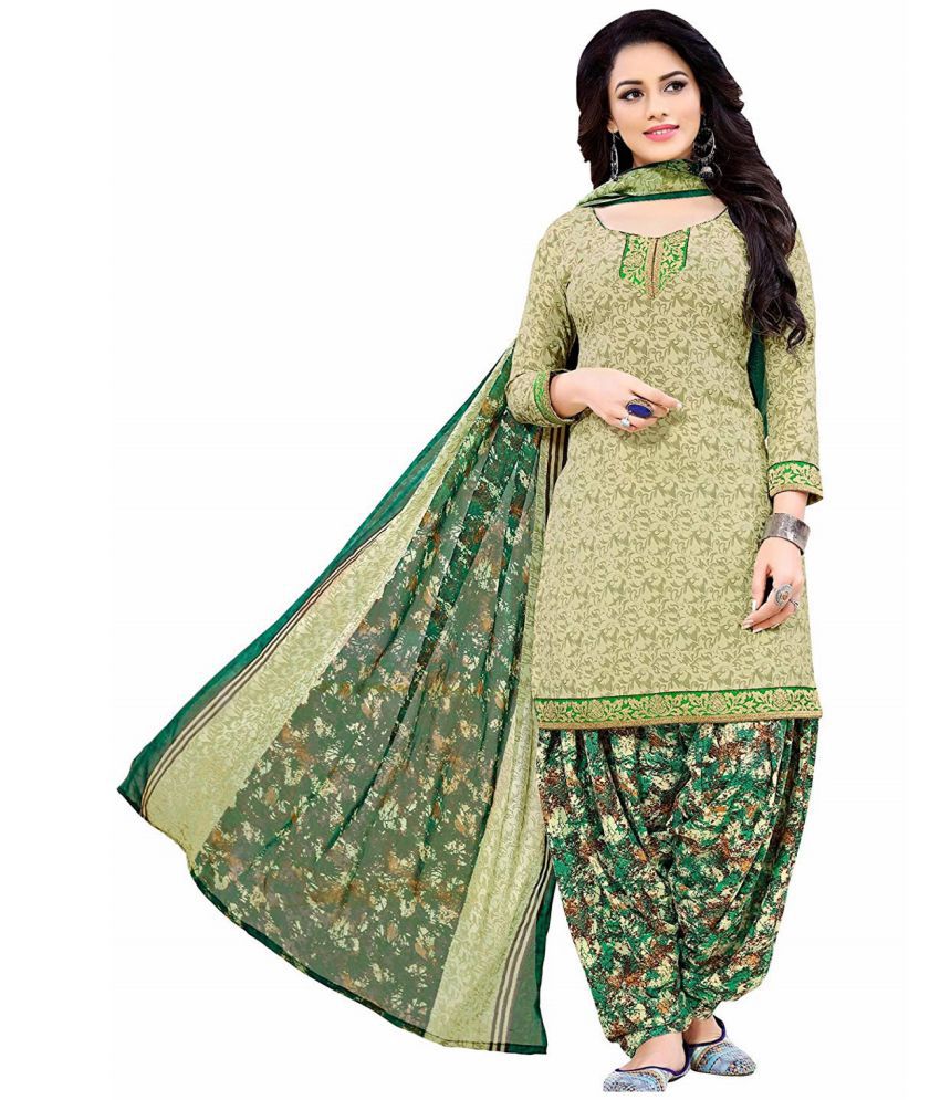     			Reya Green Crepe Unstitched Dress Material -