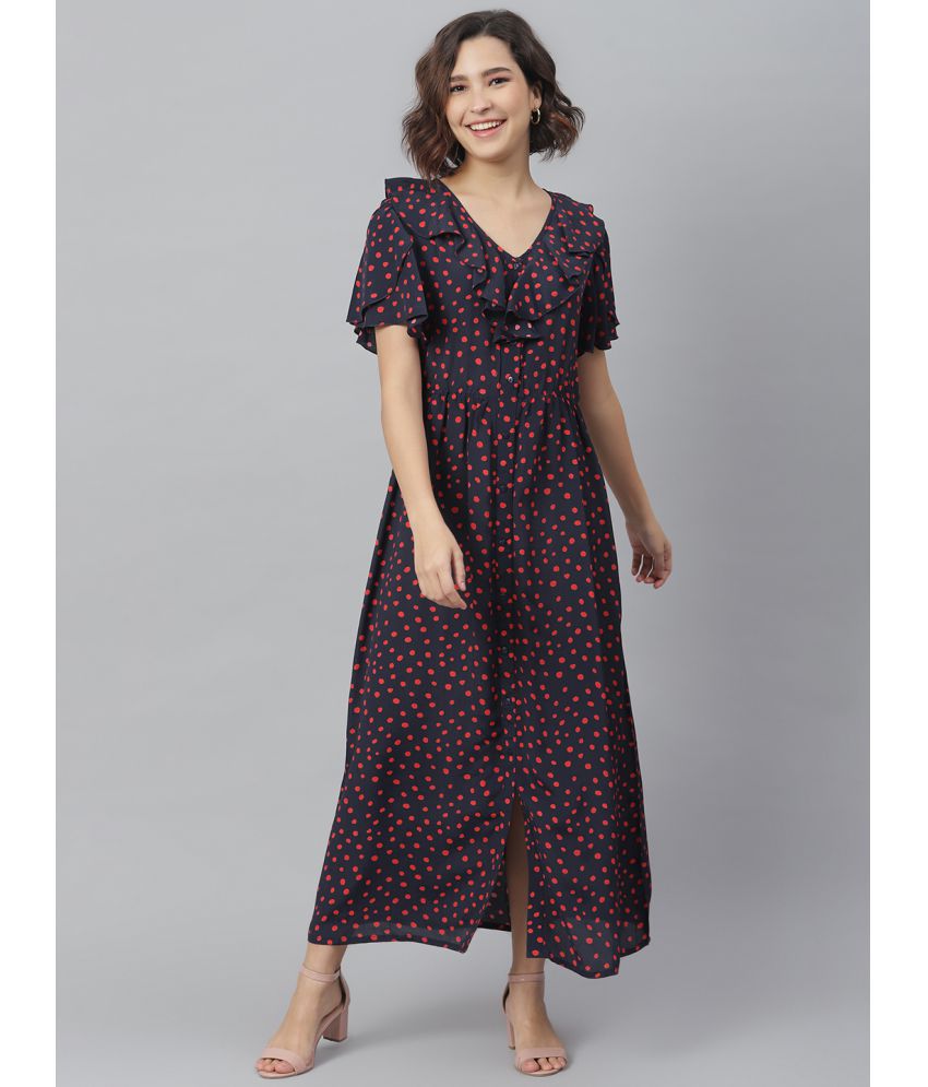     			StyleStone Polyester Navy Fit And Flare Dress - Single