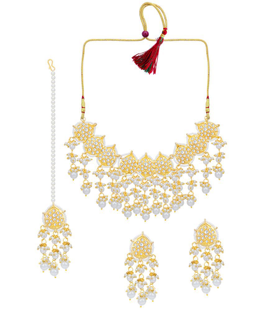     			Sukkhi Alloy White Traditional Necklaces Set Choker