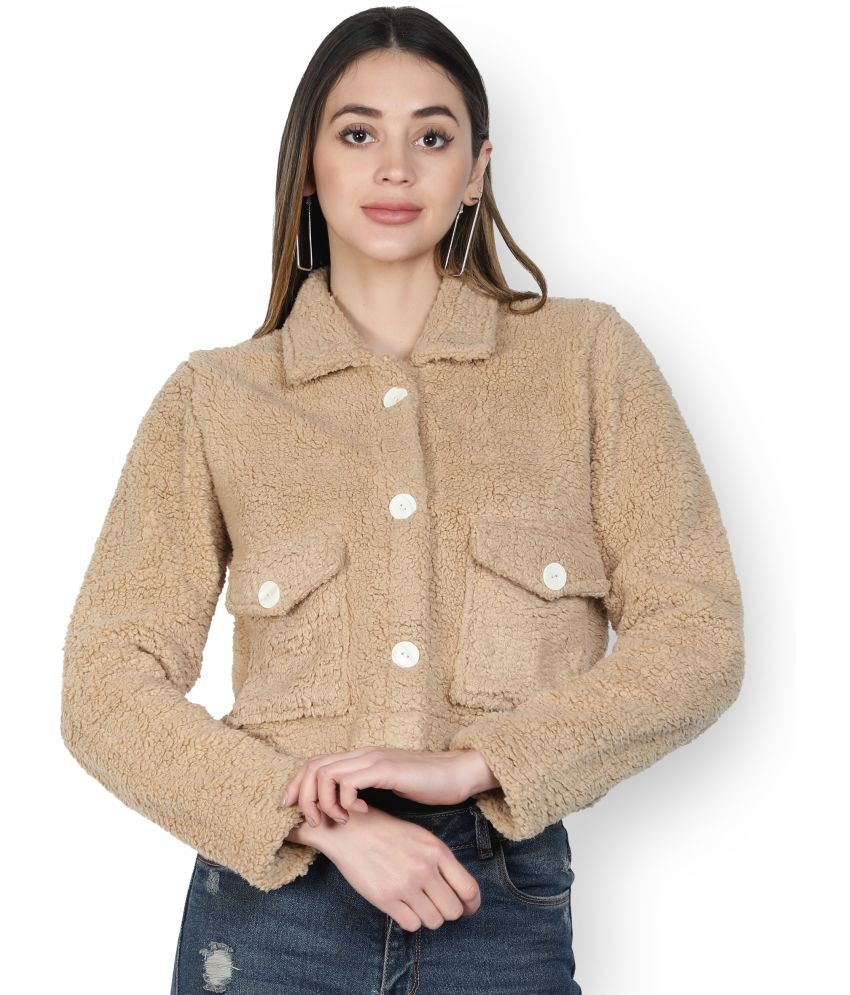     			NUEVOSDAMAS Polyester Blend Beige Jackets Single