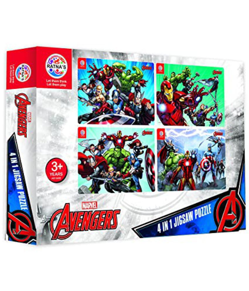     			Ratna's 4 in 1 Marvel Avengers Team Jigsaw Puzzle 140 Pieces for Kids. 4 Jigsaw Puzzles 35 Pieces Each. Made in India