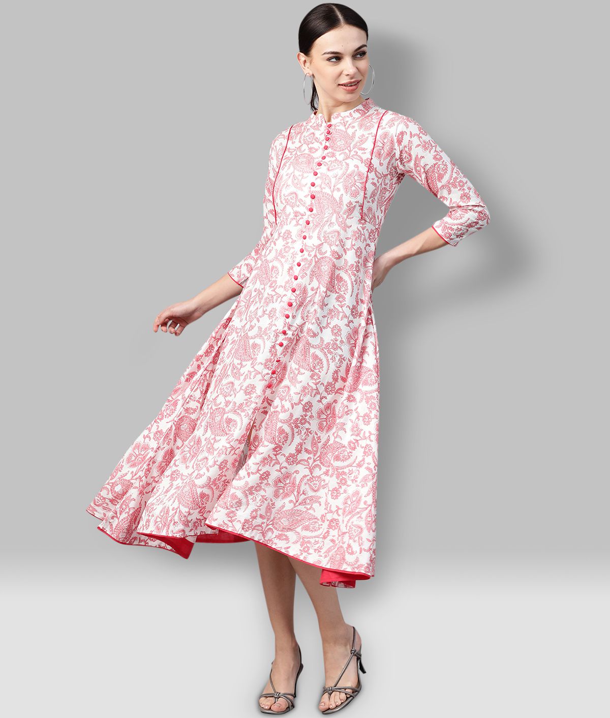 HIGHLIGHT FASHION EXPORT Viscose Pink Fit And Flare Dress