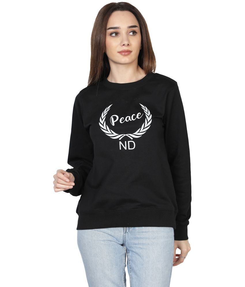 NUEVOSDAMAS Cotton - Fleece Black Non Hooded Sweatshirt