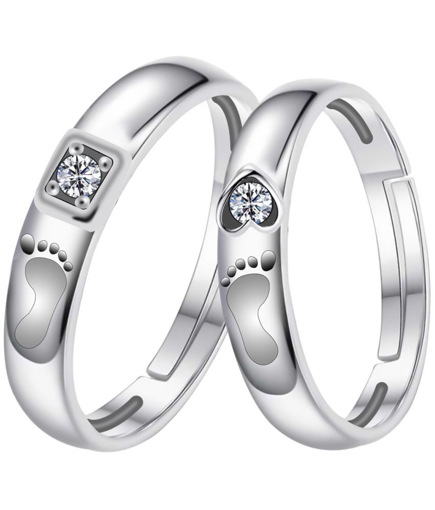     			Speical For Couple Ring Valentines  Lover Gift Set Adjustable  Silver Plated Couple Ring Set  Women And Men