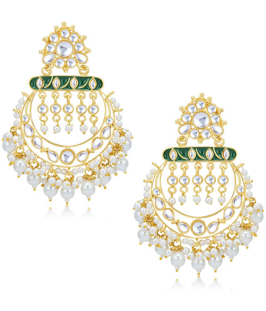     			Sukkhi Brilliant Kundan Gold Plated Pearl Chandbali Earring Set for Women