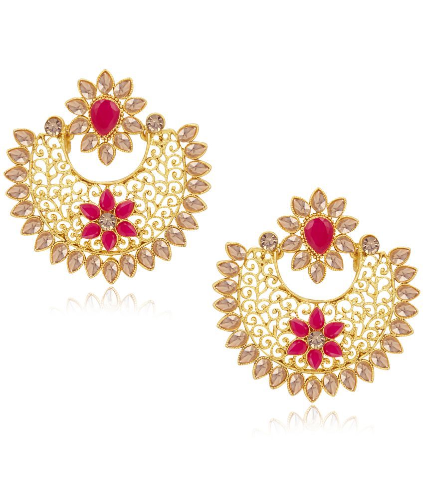     			Sukkhi Shimmering Gold Plated LCT Chandbali Earring Set for Women