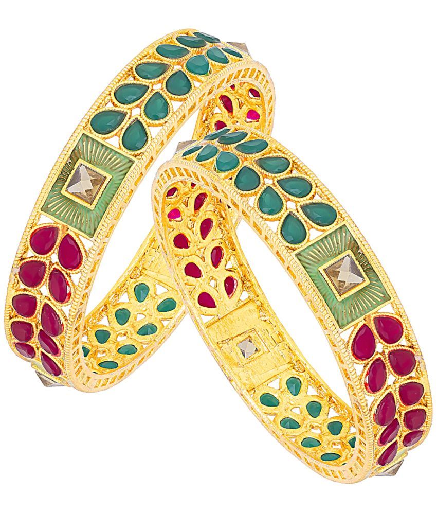     			Sukkhi Splendid Kempu Stone Gold Plated (Set of 2) Bangle For Women