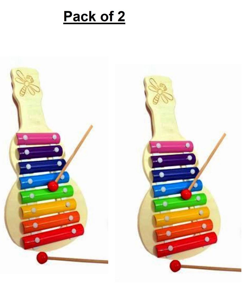 Vedo Guitar Shaped Wooden Xylophone 8 Notes Pack Of 2 Musical Sound Instrument Toy Buy Vedo 8424