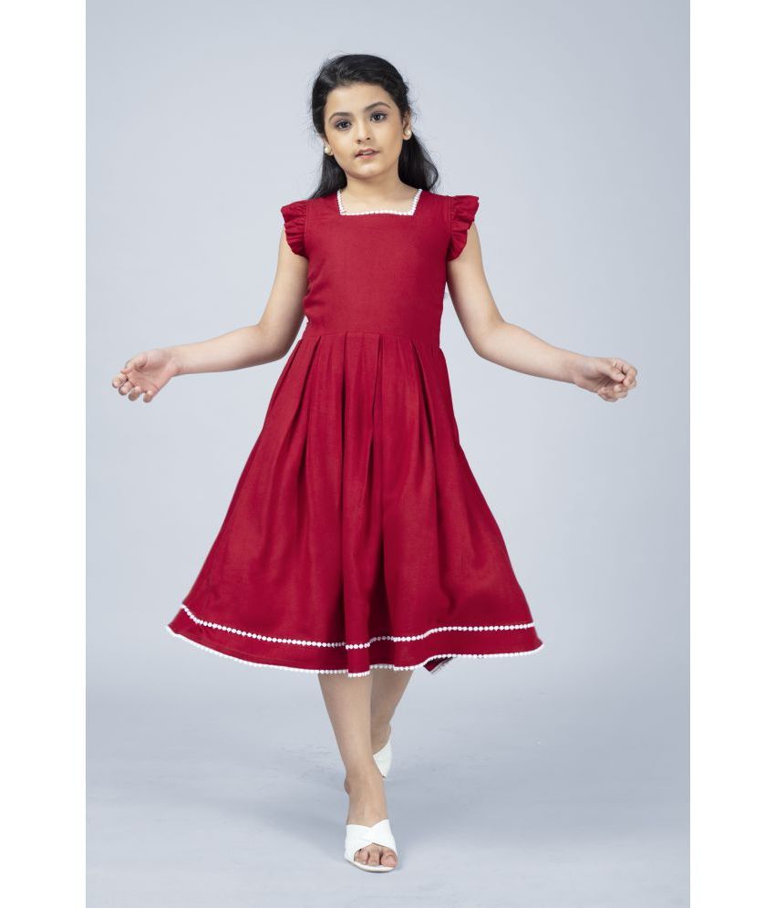     			Fashion Dream - Maroon Rayon Girls A-line Dress ( Pack of 1 )