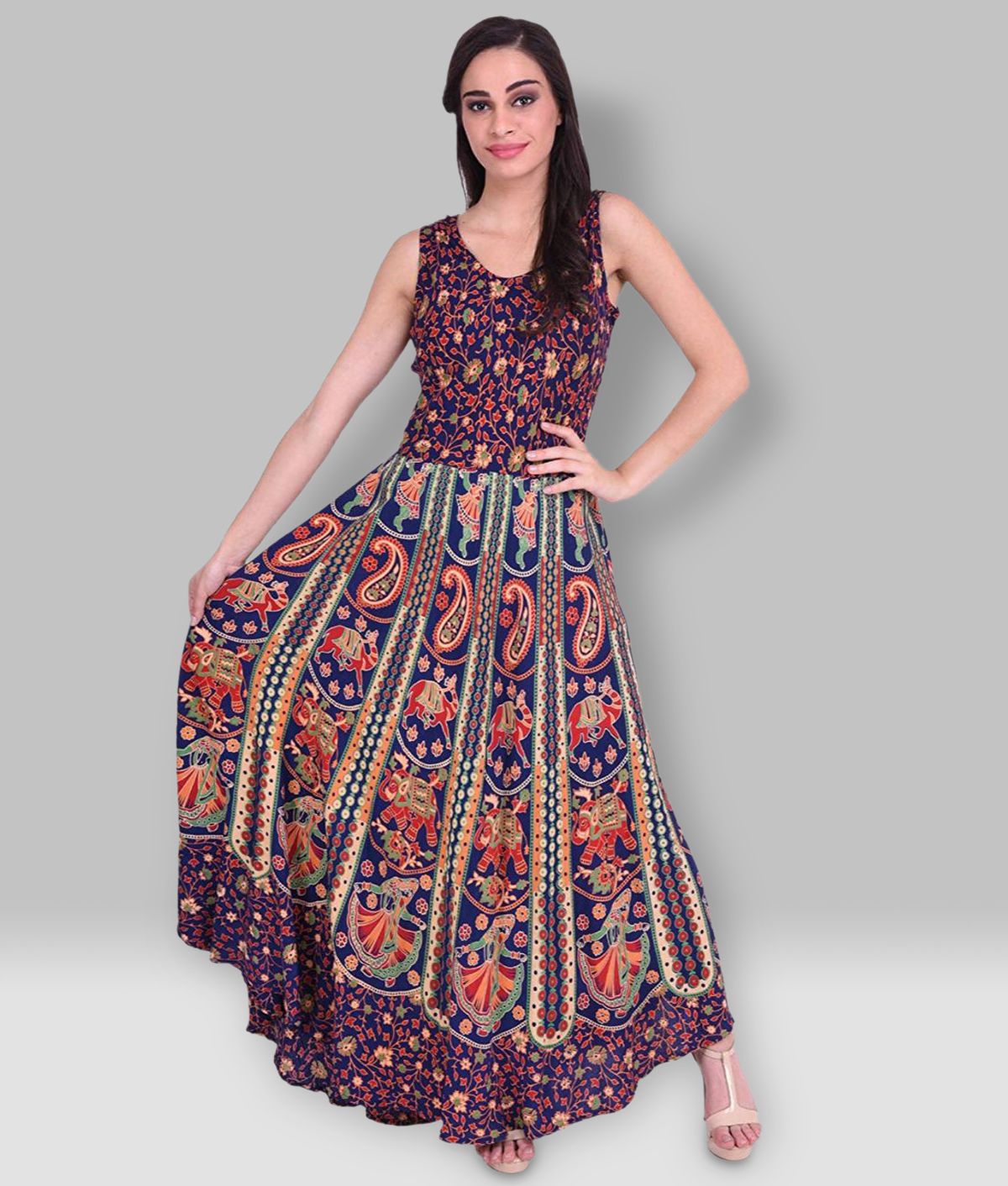     			Rangun Cotton Multi Color Regular Dress