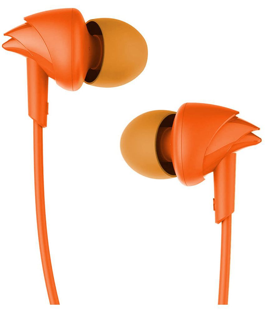 boAt Bassheads100Mint Orange On Ear Wired With Mic Headphones/Earphones Orange