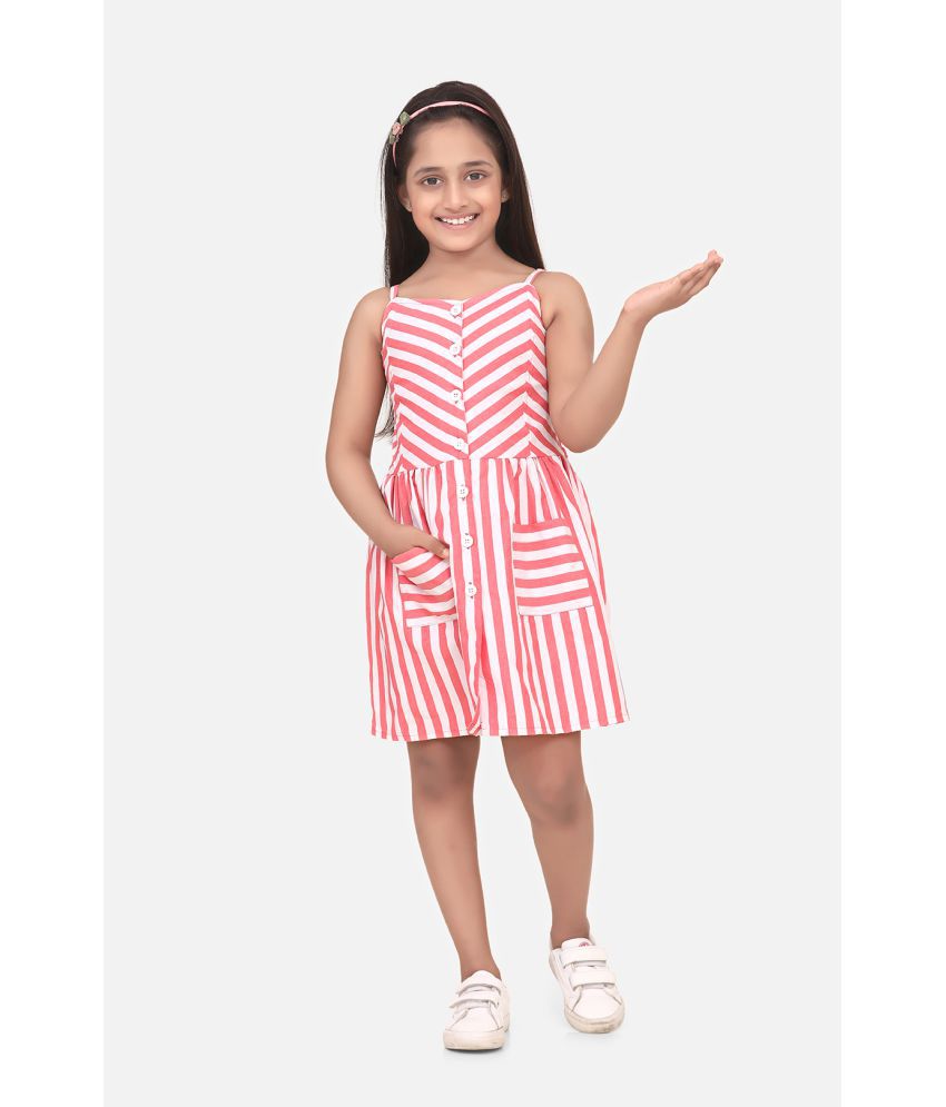     			StyleStone Girls Cotton Blend Pink Stripe Dress