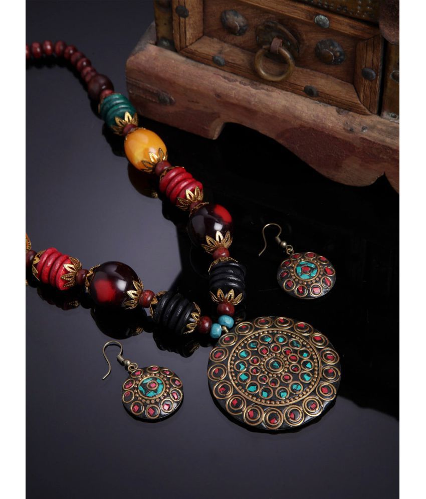     			Sunhari Jewels Alloy Multi Color Contemporary/Fashion Necklaces Set Long Haram