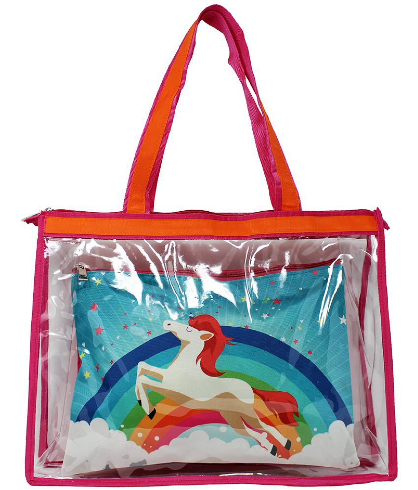     			The Rosette Imprint Tote Bag Set With A Colorful Pouch Inside (Waterproof) - Unicorn Design