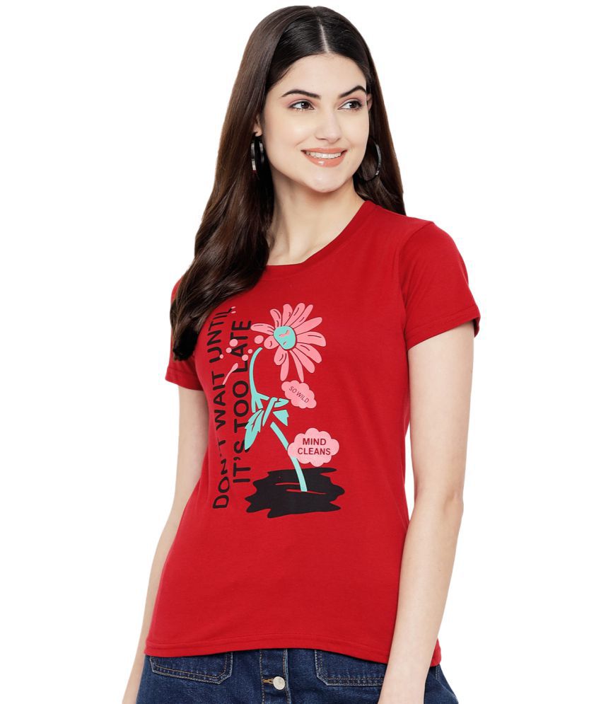     			Fabflee Cotton Red T-Shirts - Single