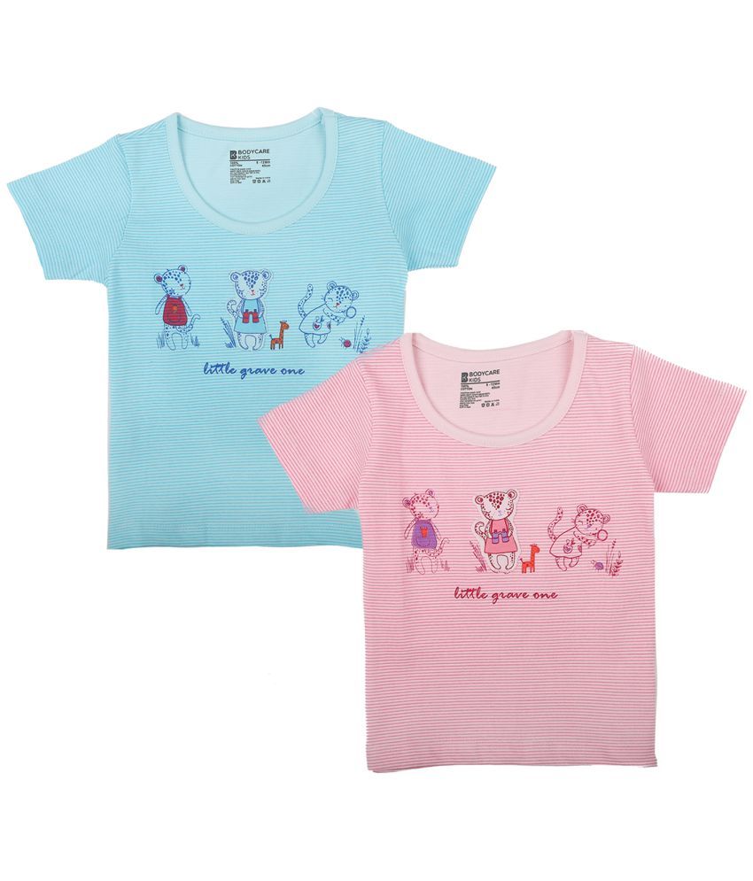     			GIRLS TSHIRT ROUND NECK HALF SLEEVES PINK & SKY BLUE