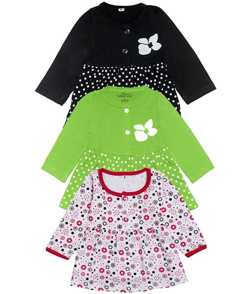     			Babeezworld Baby Girl’s Pure Cotton Knee Length Dress Pack Of 3