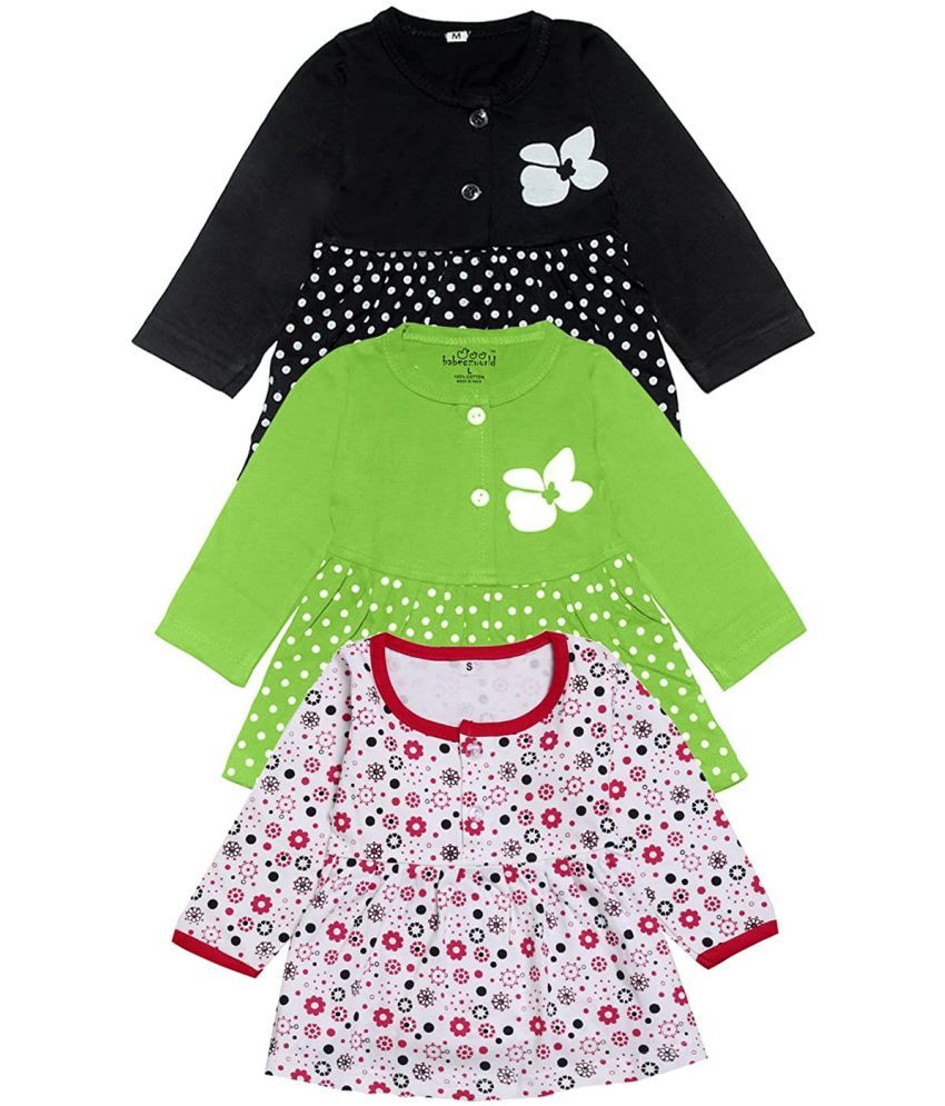     			Babeezworld Pack of 3 Baby Girls 100% Cotton Frocks ( Multi )