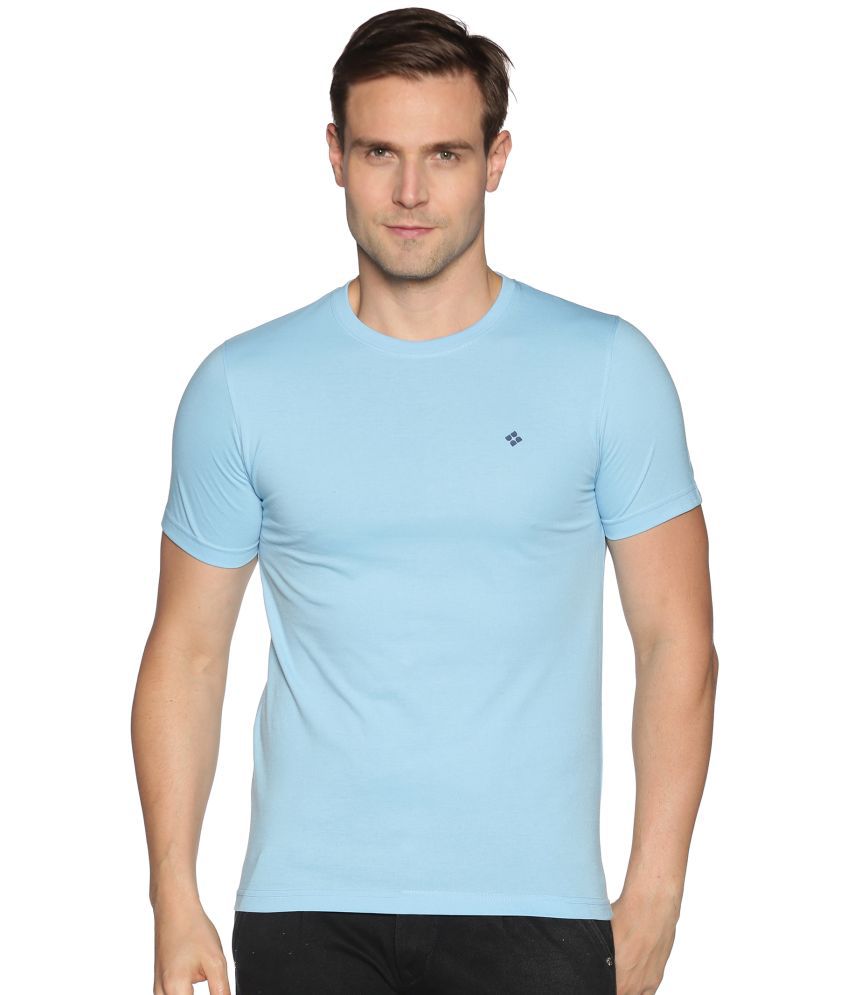     			Dollar Cotton Blend Regular Fit Solids Round Half Sleeves Blue Men T-Shirt Single Pack
