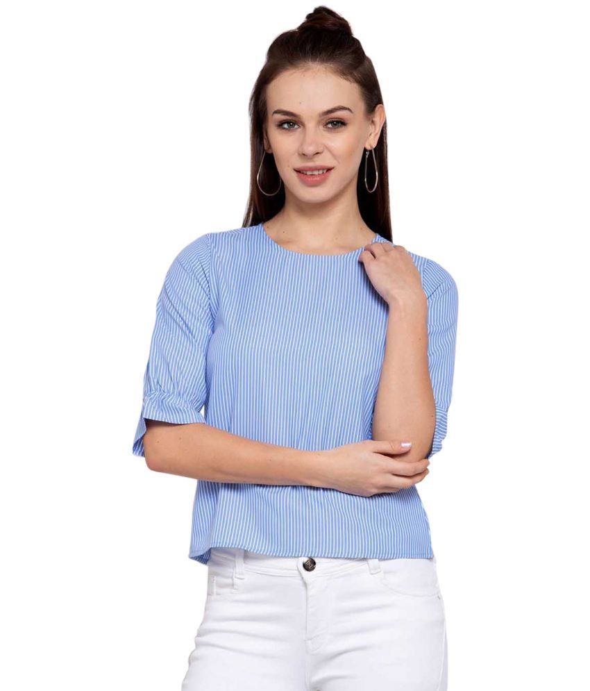     			Style Quotient Poly Cotton Regular Tops - Blue Single