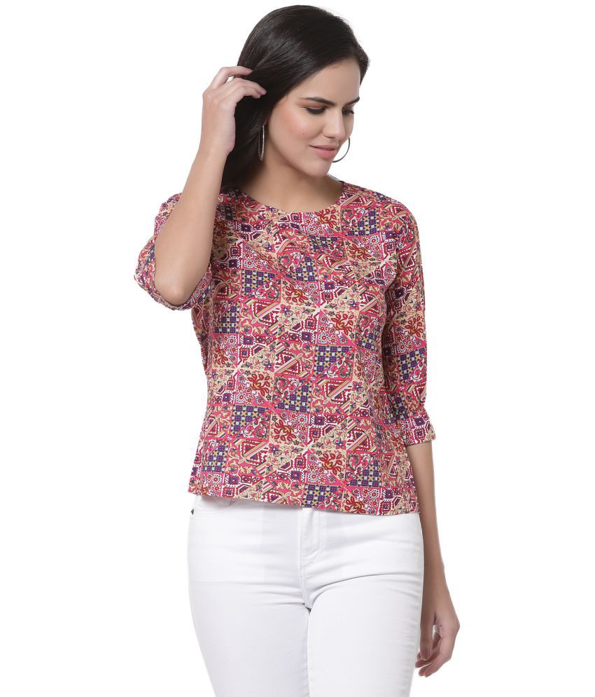     			Style Quotient Polyester Regular Tops - Pink Single
