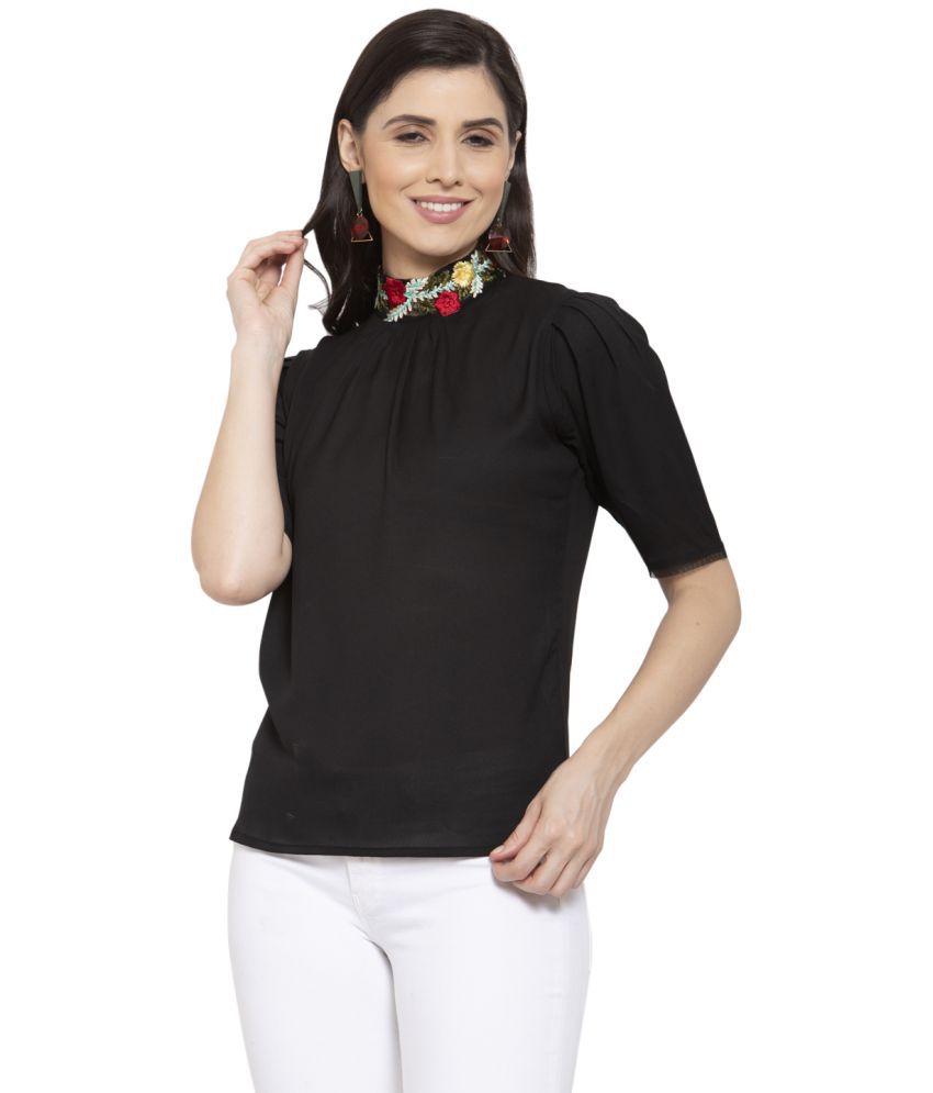     			Style Quotient Polyester Regular Tops - Black Single