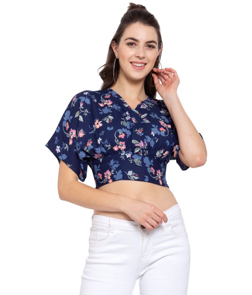     			Style Quotient - Navy Polyester Women's Wrap Top