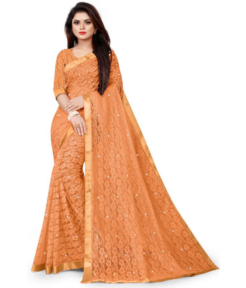     			vanraj Yellow Net Saree -