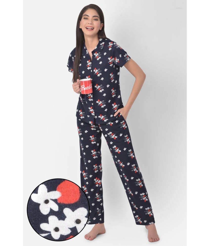     			Clovia Cotton Nightsuit Sets - Blue Pack of 2