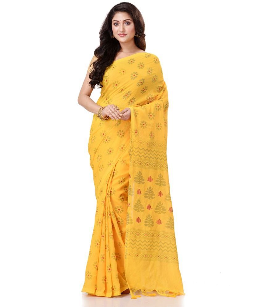     			Desh Bidesh Yellow Bengal Handloom Saree - Single