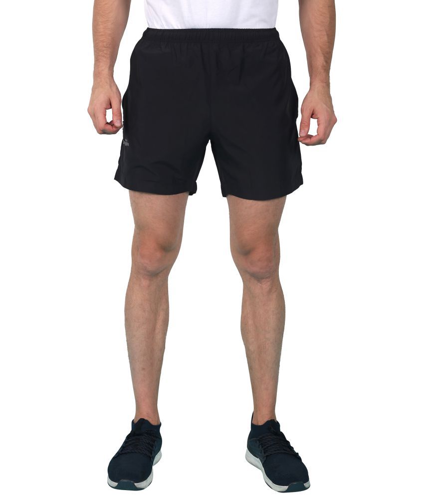 Canjuice Black Polyester Lycra Fitness Shorts Single