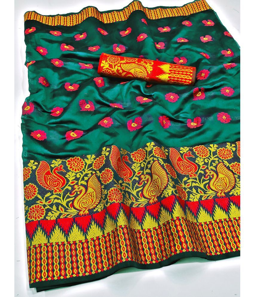     			PRIHAL ART Rama Banarasi Silk Saree - Single