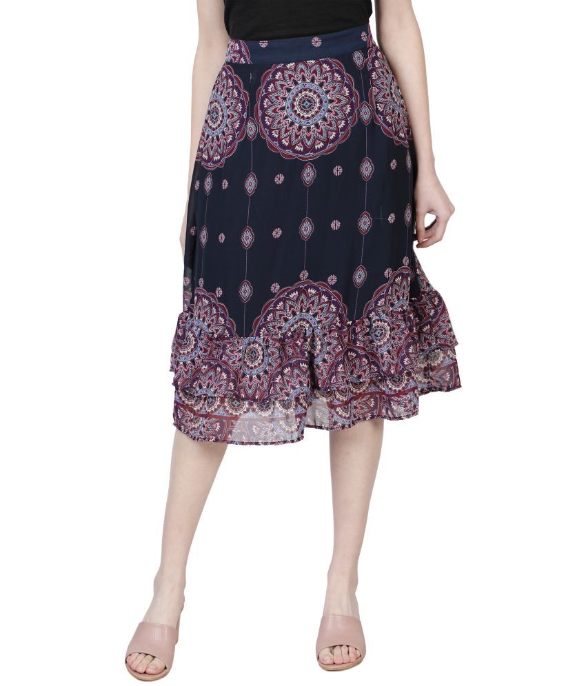     			NUEVOSDAMAS Poly Crepe A-Line Skirt - Purple Single