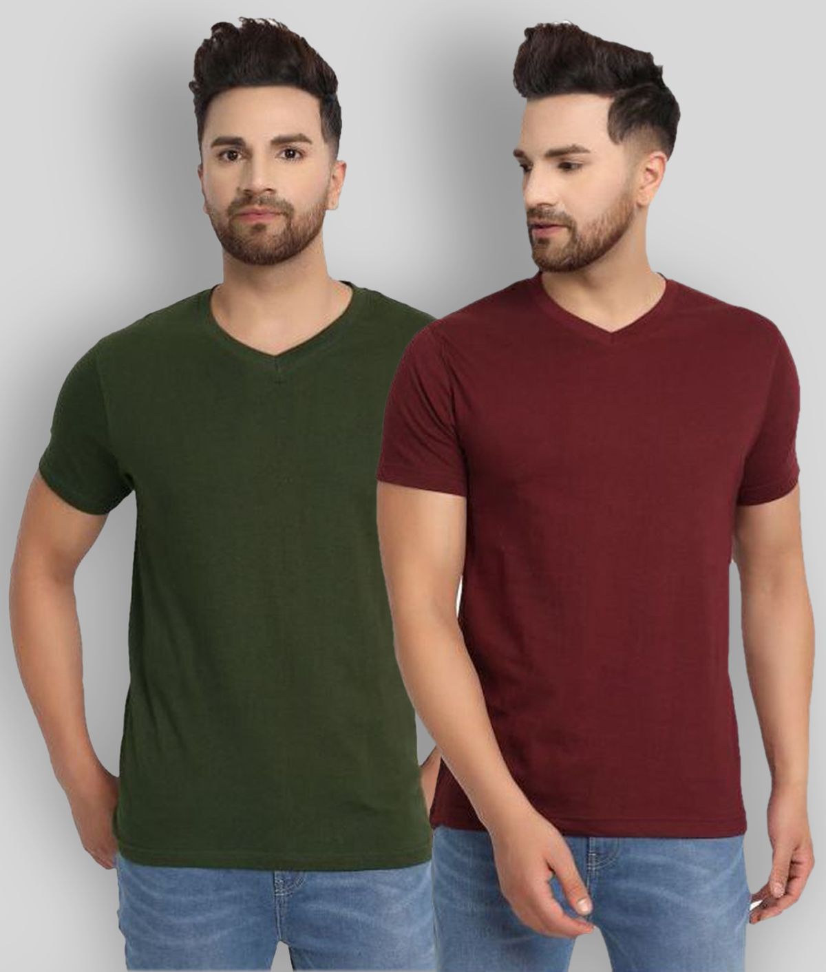     			ESPARTO - Wine Cotton Regular Fit Men's T-Shirt ( Pack of 2 )