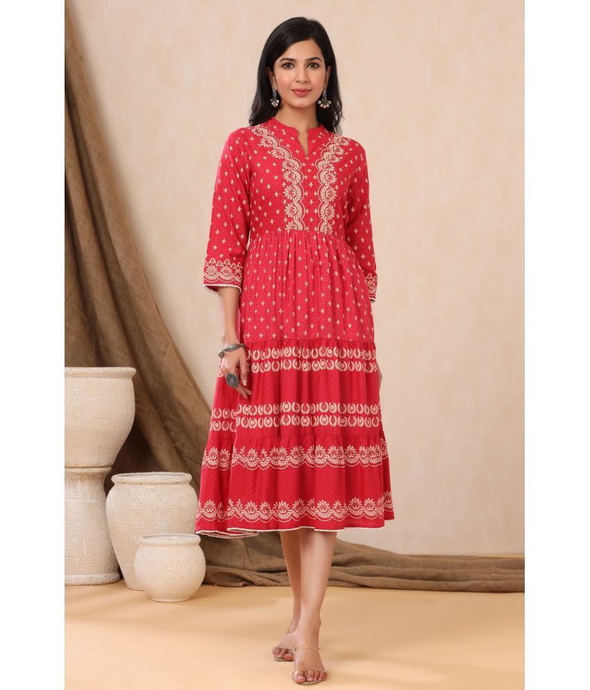     			Juniper Rayon Red Regular Dress - Single