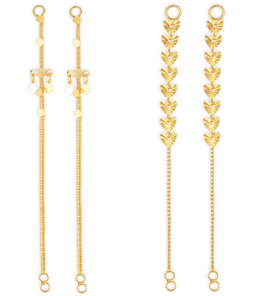     			Vighnaharta - Golden Ear Chain Earrings ( Pack of 2 )