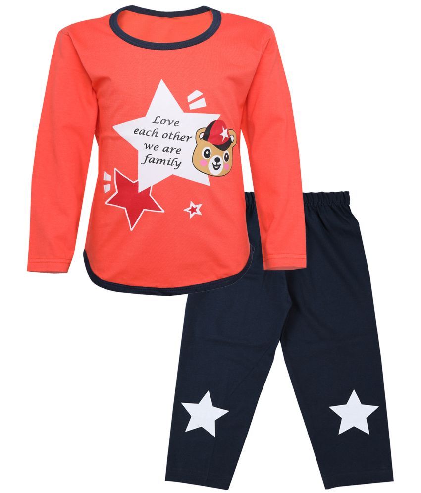     			CATCUB Boy's & Girl's Cotton Printed Clothing Set(CC-155-1-2; Orange; 12-24 Months)