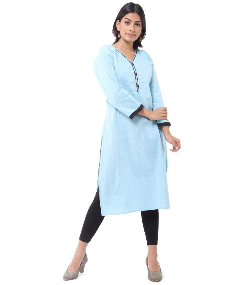     			DESHBANDHU DBK - Turquoise Cotton Women's Straight Kurti