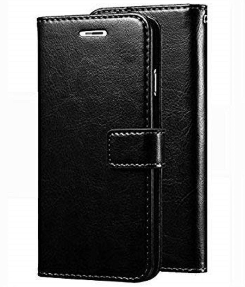     			KOVADO Black Flip Cover For Vivo Y15s Leather Stand Case