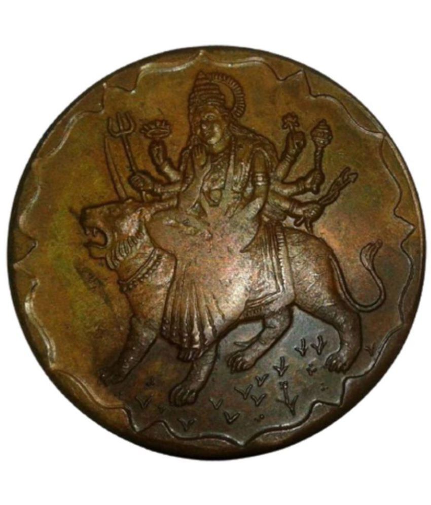     			GODDESS DURGA MAA EAST INDIA CO. TEMPLE TOKEN COIN BIG SIZE WEIGHT 45 GM. SIZE - 50MM